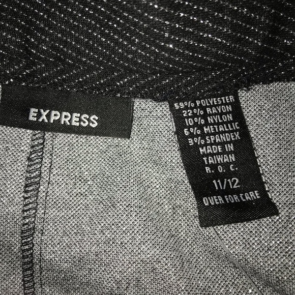 Express  size 12 black silver metallic threading self belted mini skirt - Picture 5 of 13
